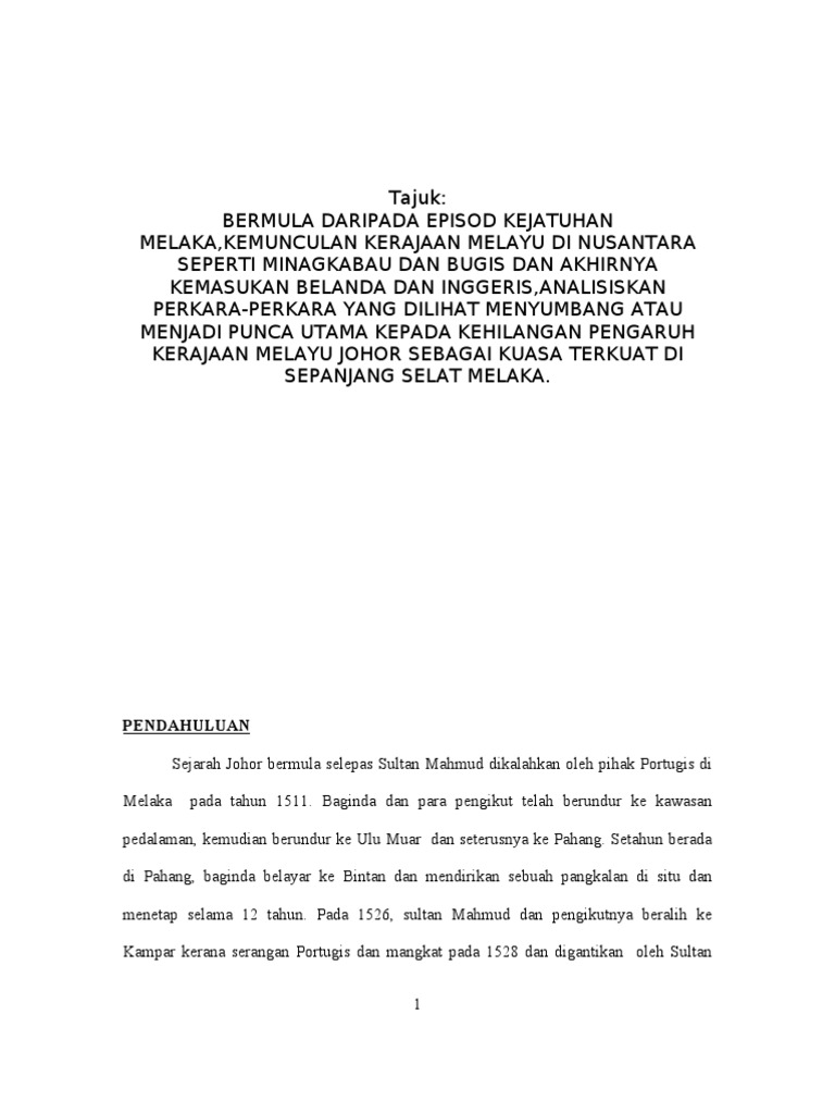 Punca Kejatuhan Kerajaan Johor Riau Pdf