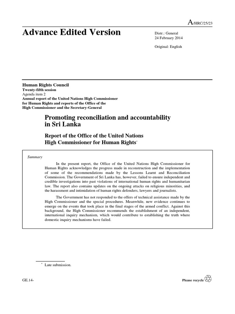 Sri Lanka Human Rights Accountability Report | PDF
