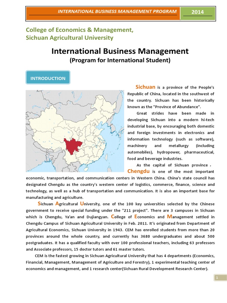International Business Management in Sichuan | PDF | China | World Politics