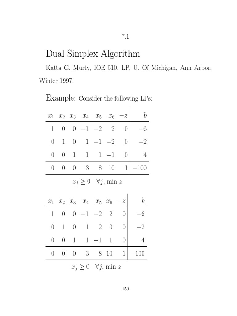 Dual Simplex Algorithm Overview | PDF