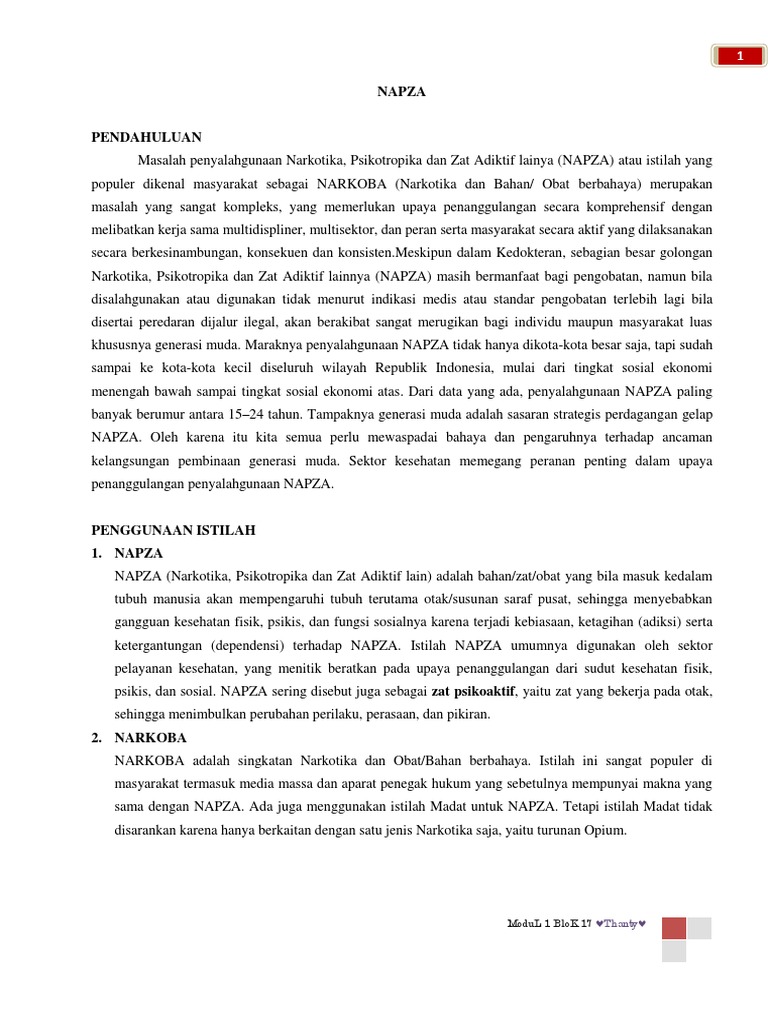 Penanggulangan Penyalahgunaan NAPZA | PDF | Pengembangan Diri