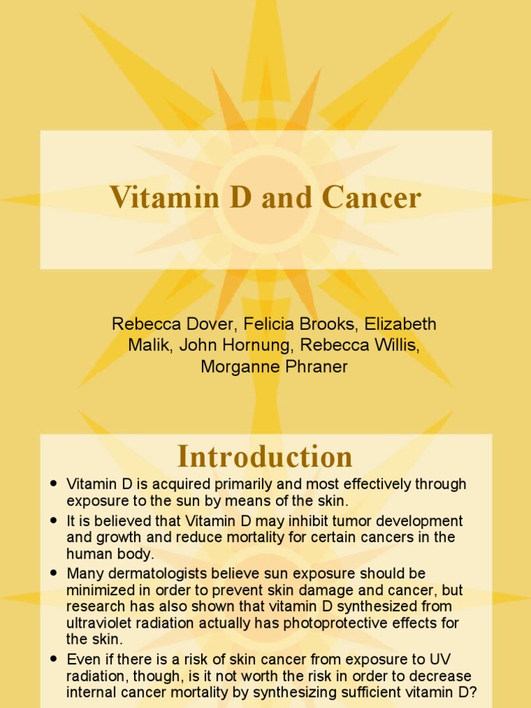 Vitamin D and Cancer NTR313 power point Ultraviolet Vitamin D