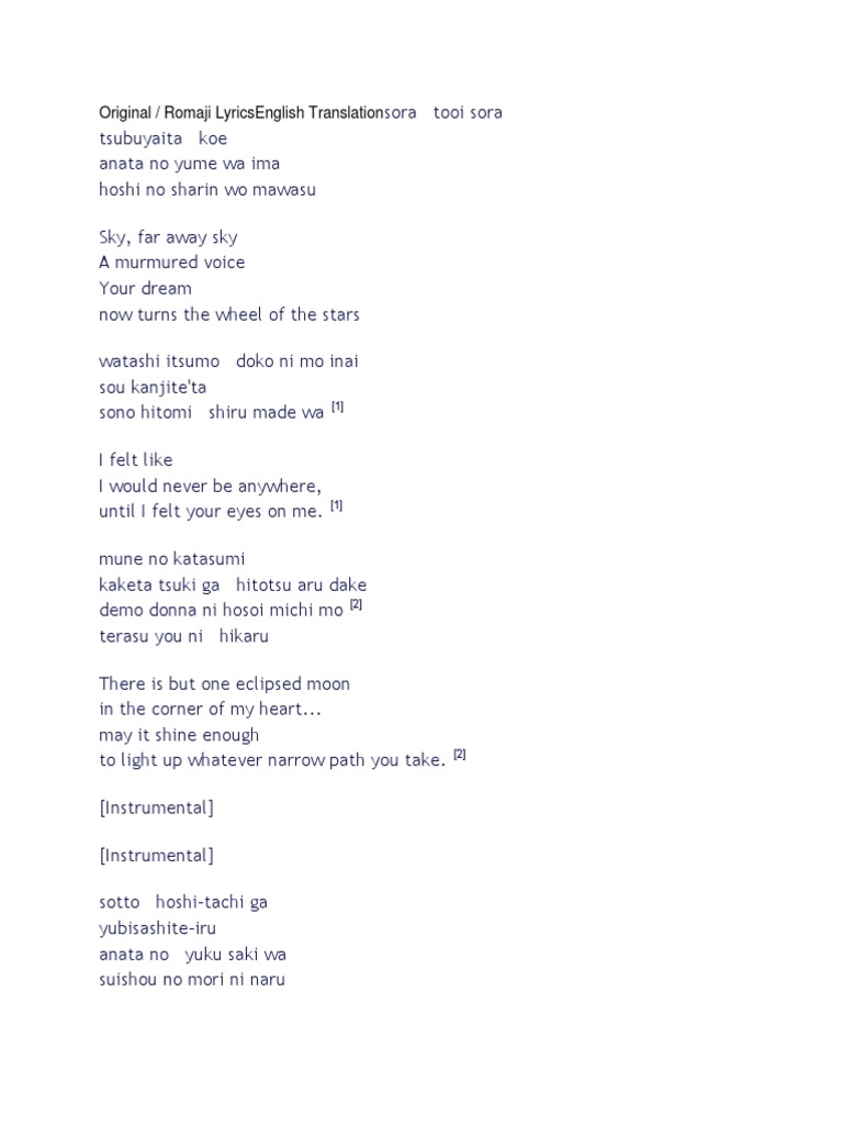 Original / Romaji Lyricsenglish Translation PDF
