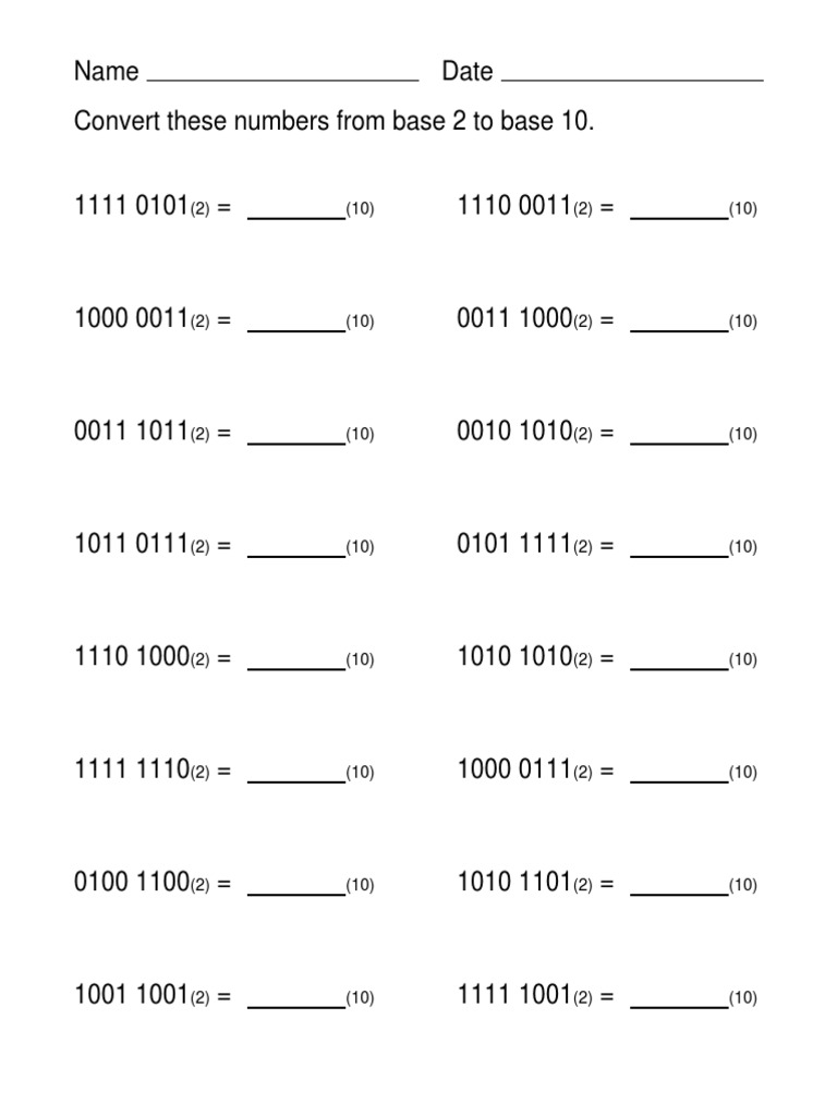 Convert 1010 Two To Base 10