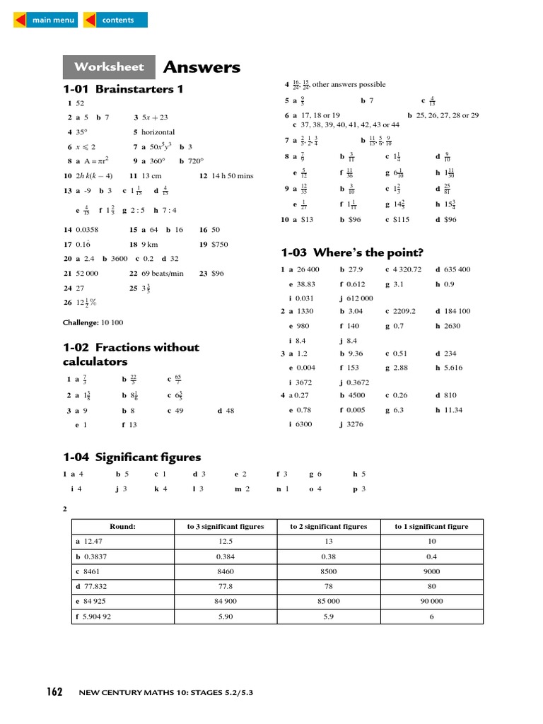 WORKSHEET ANSWERS FOR NEW CENTURY MATHS | Rectangle | Euclidean Geometry