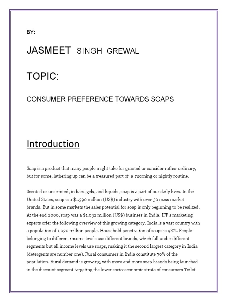 Survey On Soaps PDF Questionnaire Supermarket