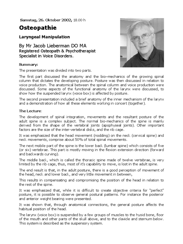 Laryngeal Manipulation Jacob Liebermann PDF PDF Vertebral Column