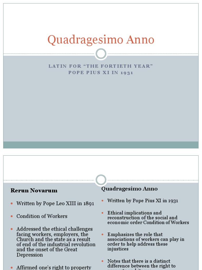 Quadragesimo Anno The Fortieth Year PDF Political Theories