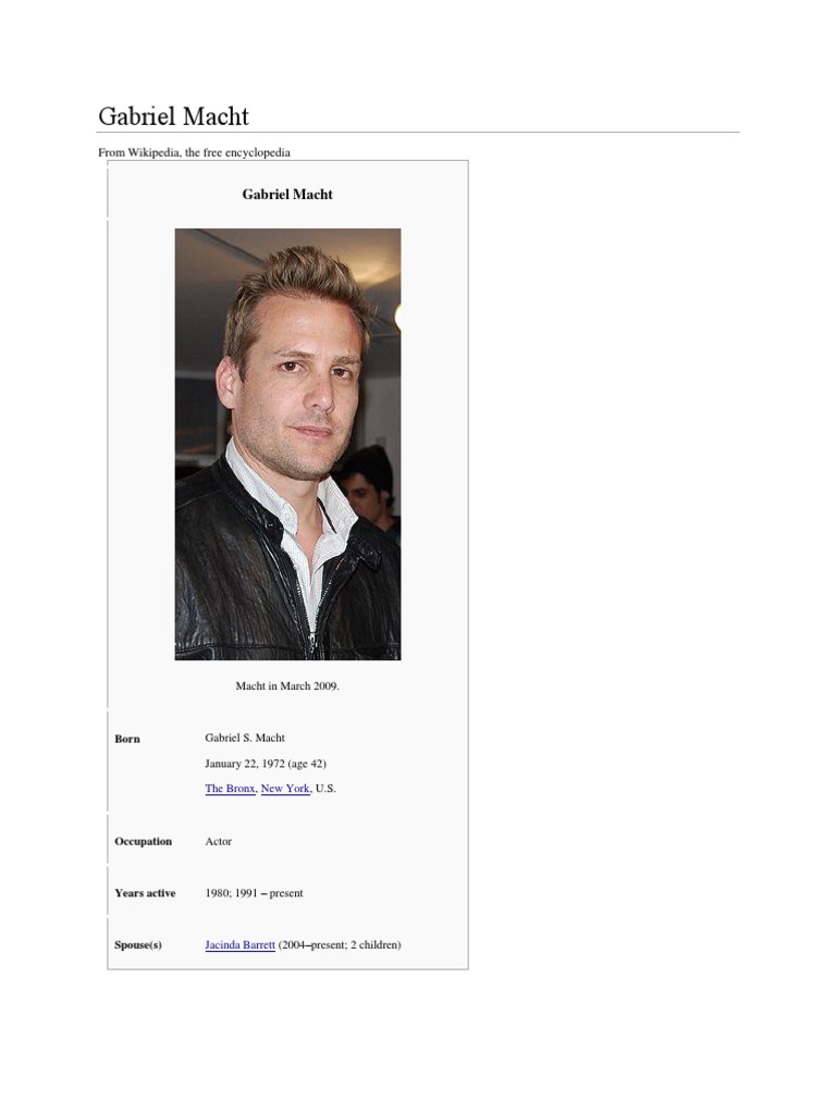 About Gabriel Macht Pdf Leisure Entertainment General