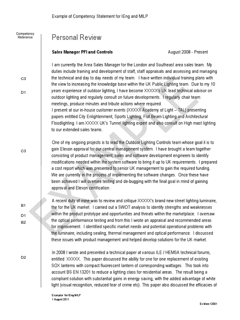 Competency Statement for IEng and MILP | PDF