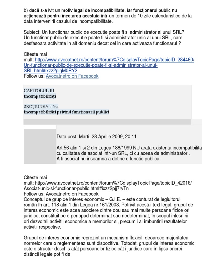 Incompatibiltati Ale Functionarului Public