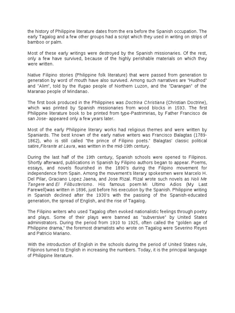 the history of philippine literature dates from the era before the