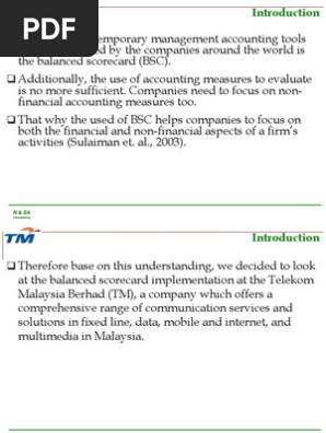Discuss About TM Malaysia Balance Scrore Card  PDF  Innovation 