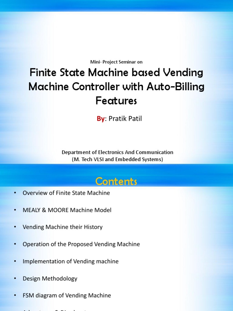 Seminar PPT On FSM Based Vending Machine | PDF | Vending Machine ...