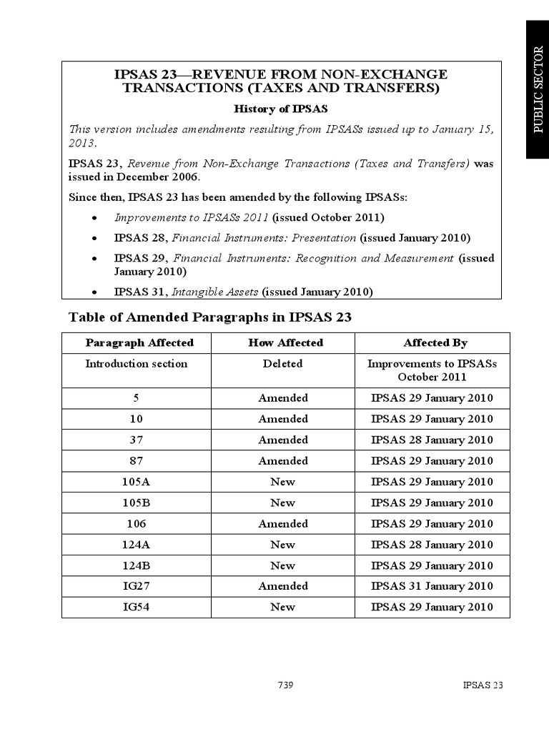 IPSAS 23: Revenue from Non-Exchange Transactions | PDF | Taxation In ...