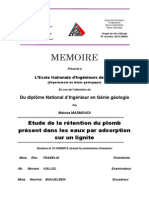 Rétention du plomb présent dans les eaux par adsorption sur un lignite