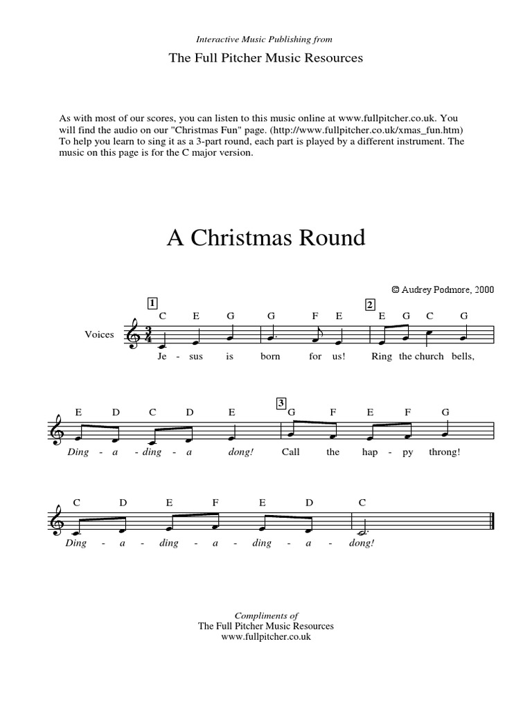 A Christmas Round Printable Song