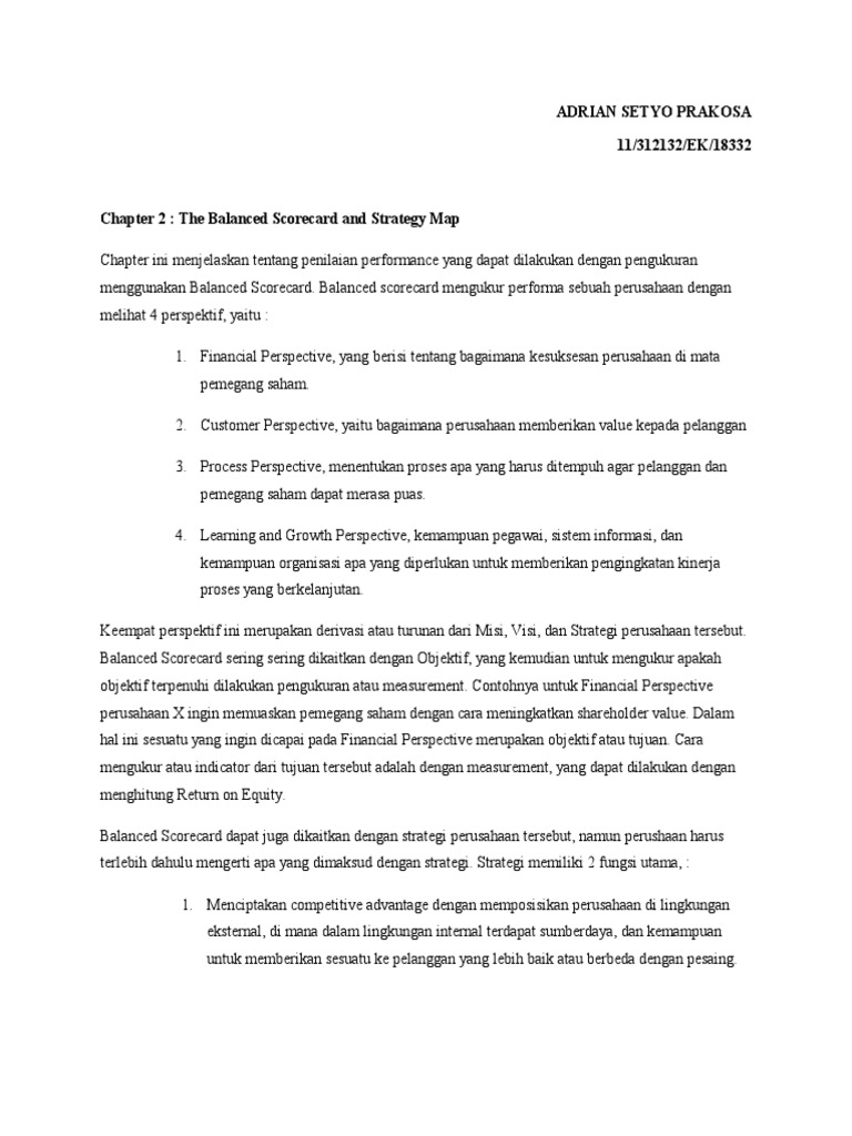 Chapter 2 The Balanced Scorecard and Strategy Map | PDF | Karier ...