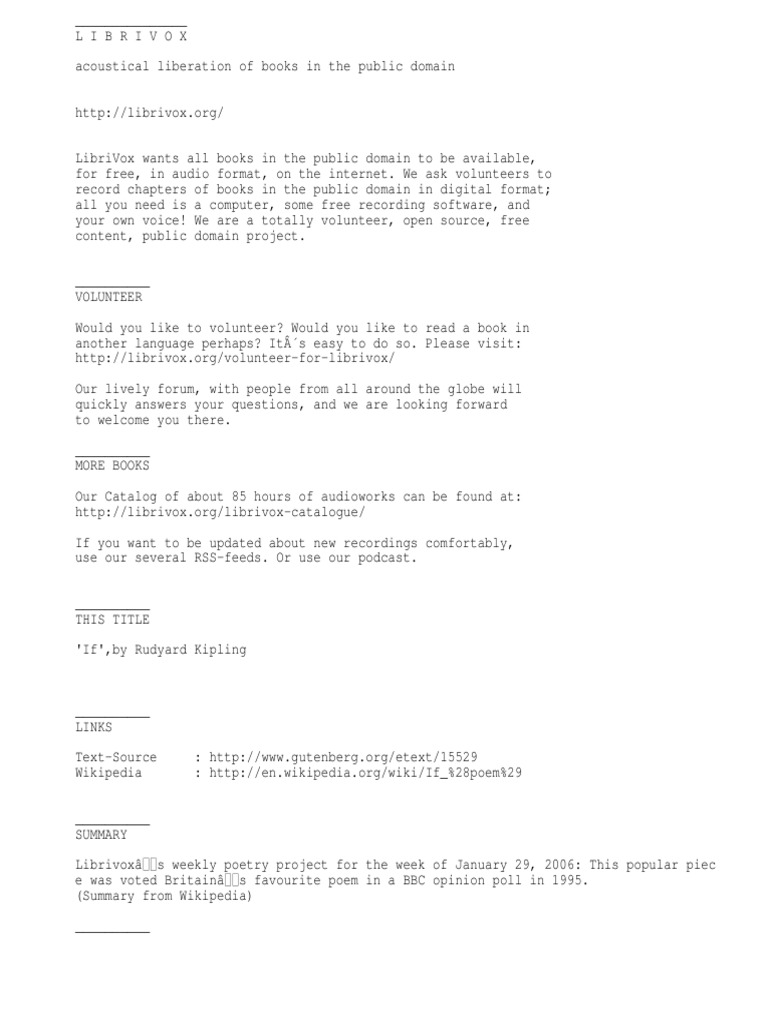 If Rudyard - Kipling Librivox | PDF