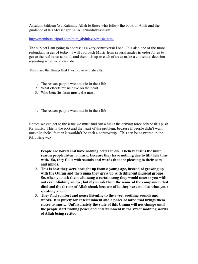 Music Hadith Sahabah