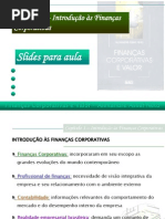 Cap 01 - Introdução às Finanças Corporativas