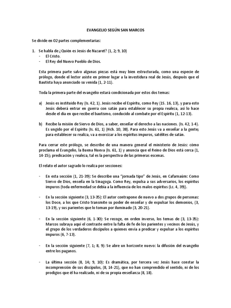 Evangelio Según San Marcos | PDF | Evangelio De Lucas | Evangelios