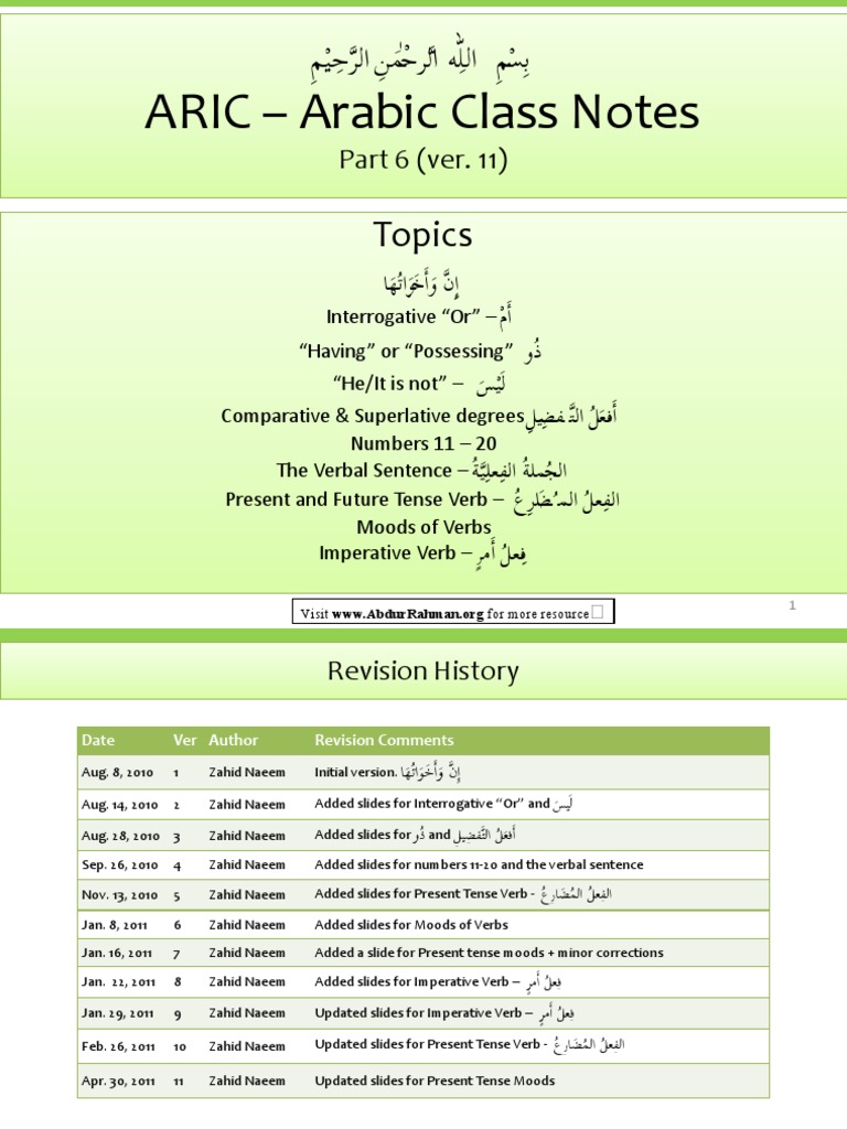 Madina Arabic Book 2 Class Notes