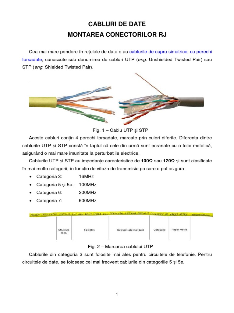 Montarea Conectorilor RJ45. | PDF