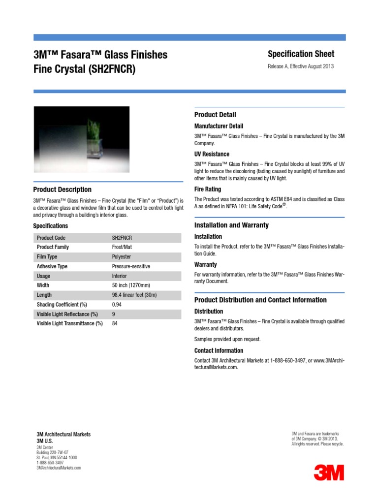 3M Fasara Fine Crystal Glass Finish | PDF | Home & Garden | Computers