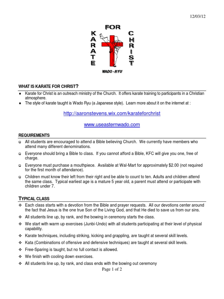 Requirements For Karate For Christ PDF Karate Japanese Martial Arts