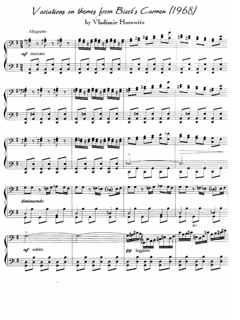 Horowitz Bizet Carmen Variation Elements Of Music Notation