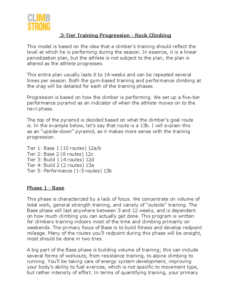 3Tier Training Progression Rock Climbing PDF Rock Climbing