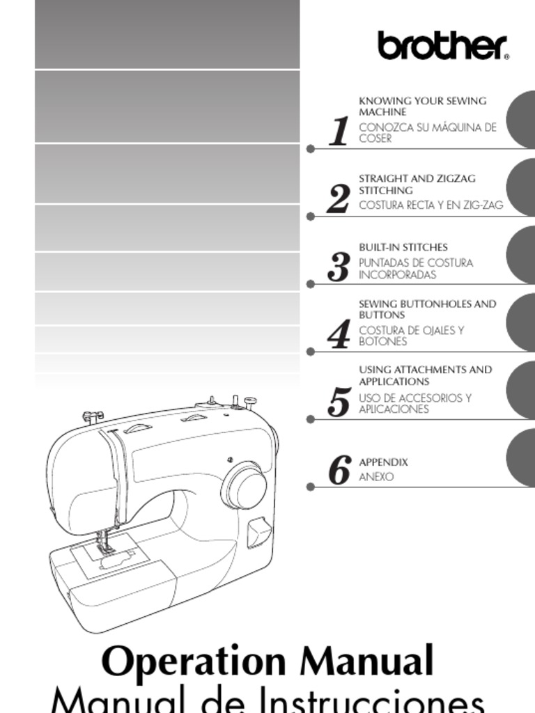 Manual Maquina de Coser Brother XL2600i Sewing Machine Ac Power