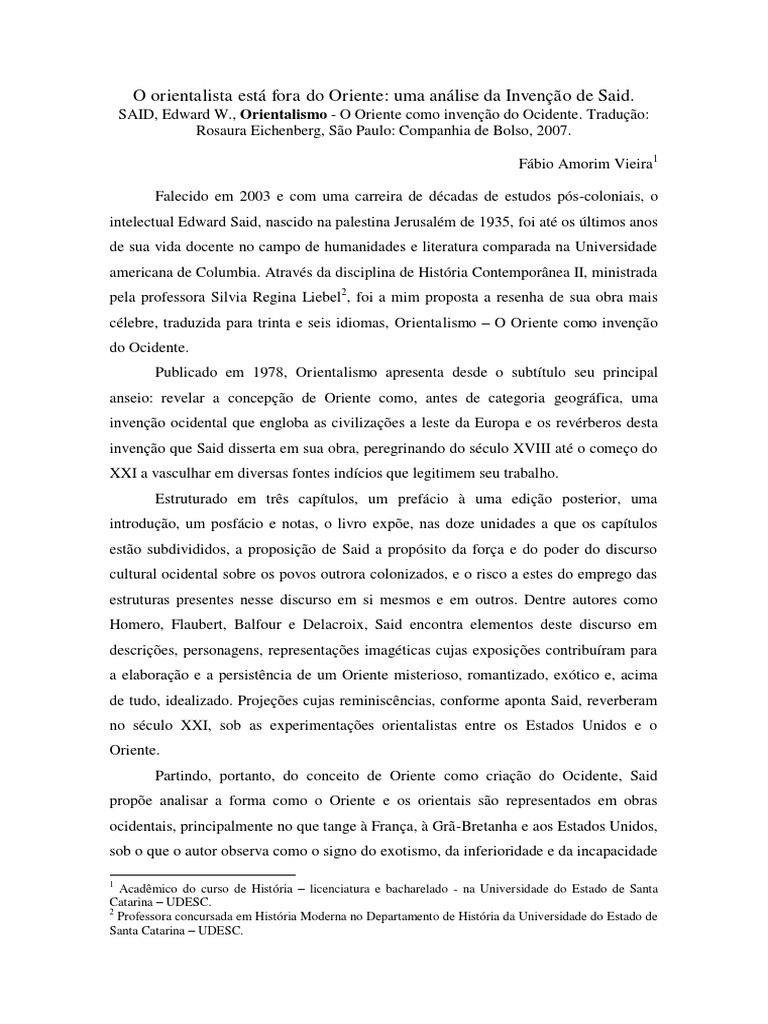 Análise do Orientalismo de Edward Said | PDF | Mundo ocidental ...