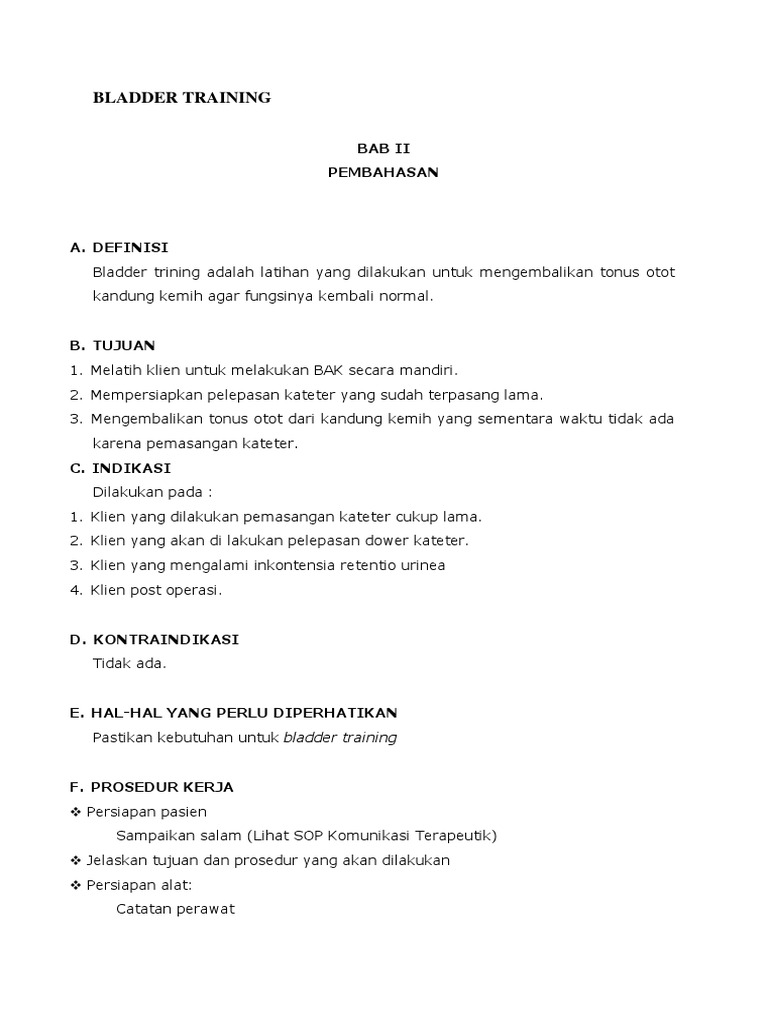 Panduan Bladder Training untuk Pasien | PDF