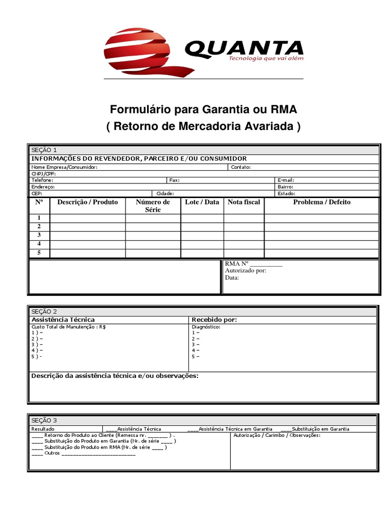 Formulario Rma | PDF