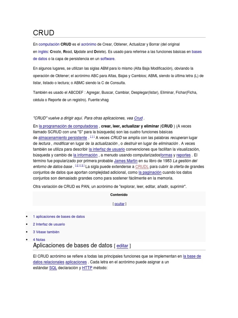 Crud | PDF | SQL | Bases de datos