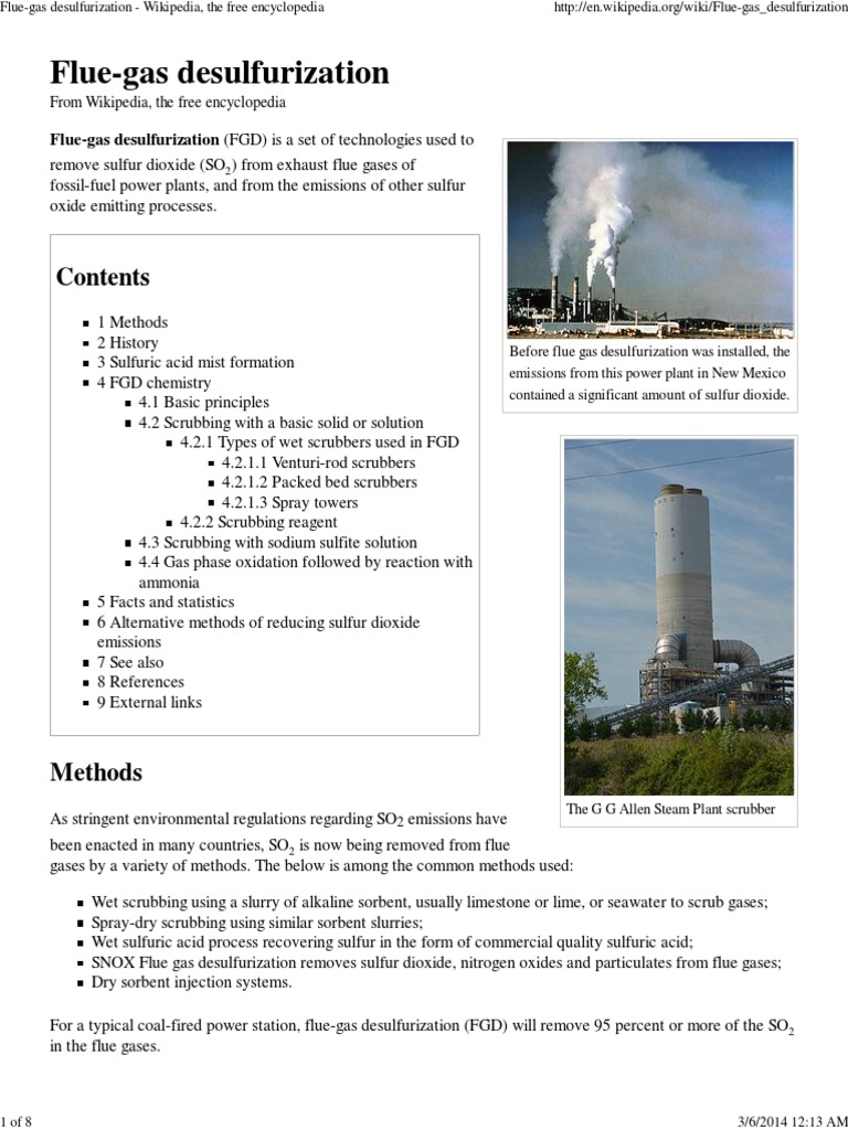 Flue Gas Desulfurization Chemical Engineering Chemistry