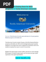 Admissions Closing Soon For MCH Programs in Texila American University