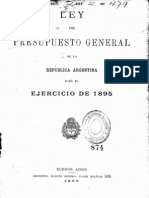 Ley Del Presupuesto General de La República Argentina para El Ejercicio de 1895