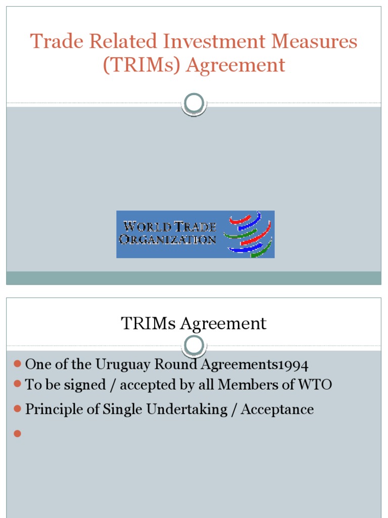 TRIMS Agreement PDF Government Information Justice