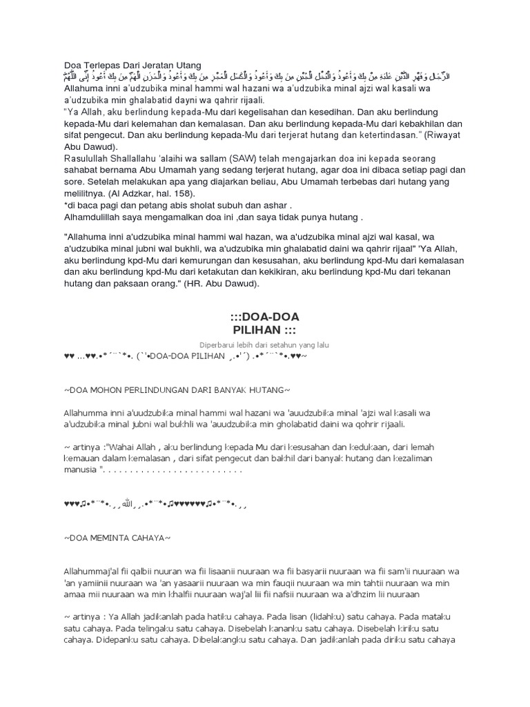 Doa Terlepas Dari Jeratan Utang