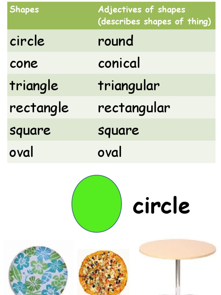 Adjectives Describing Shapes | PDF