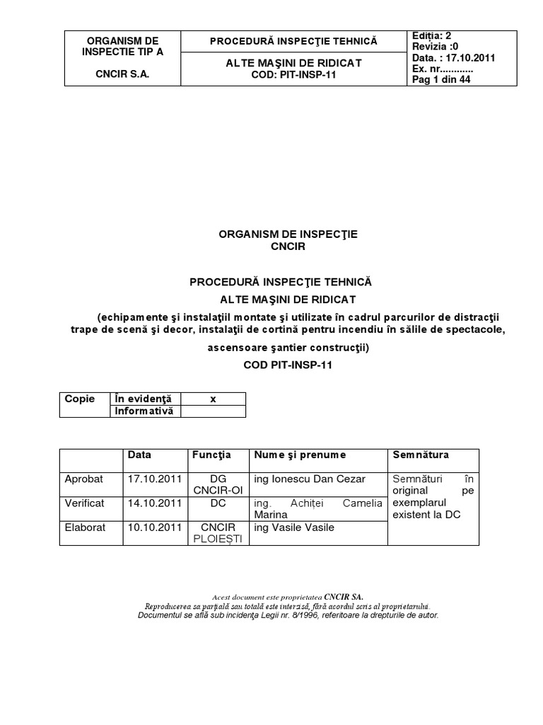 Inspectie Tehnica | PDF