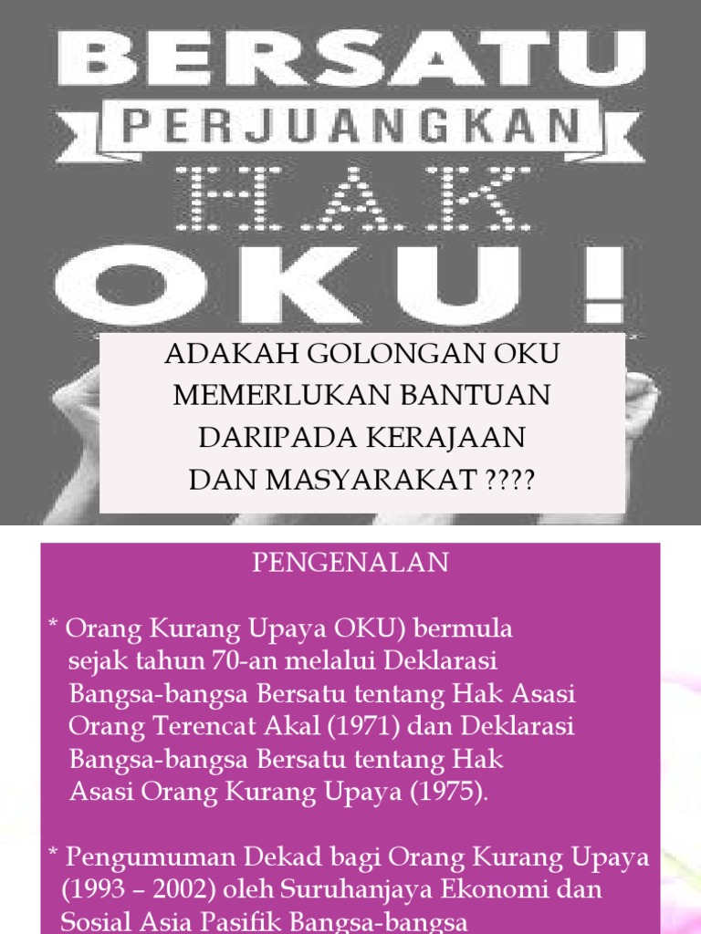 orang kurang upaya in english
