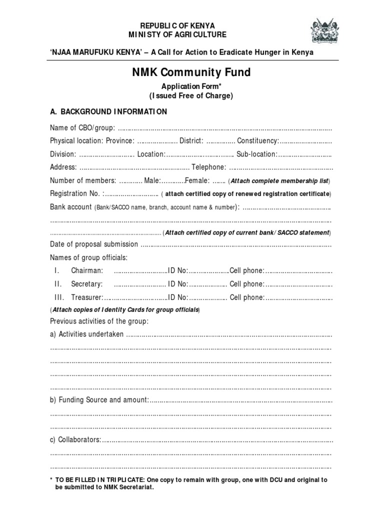 NMK Community Fund Grant Application | PDF | Livestock | Poverty