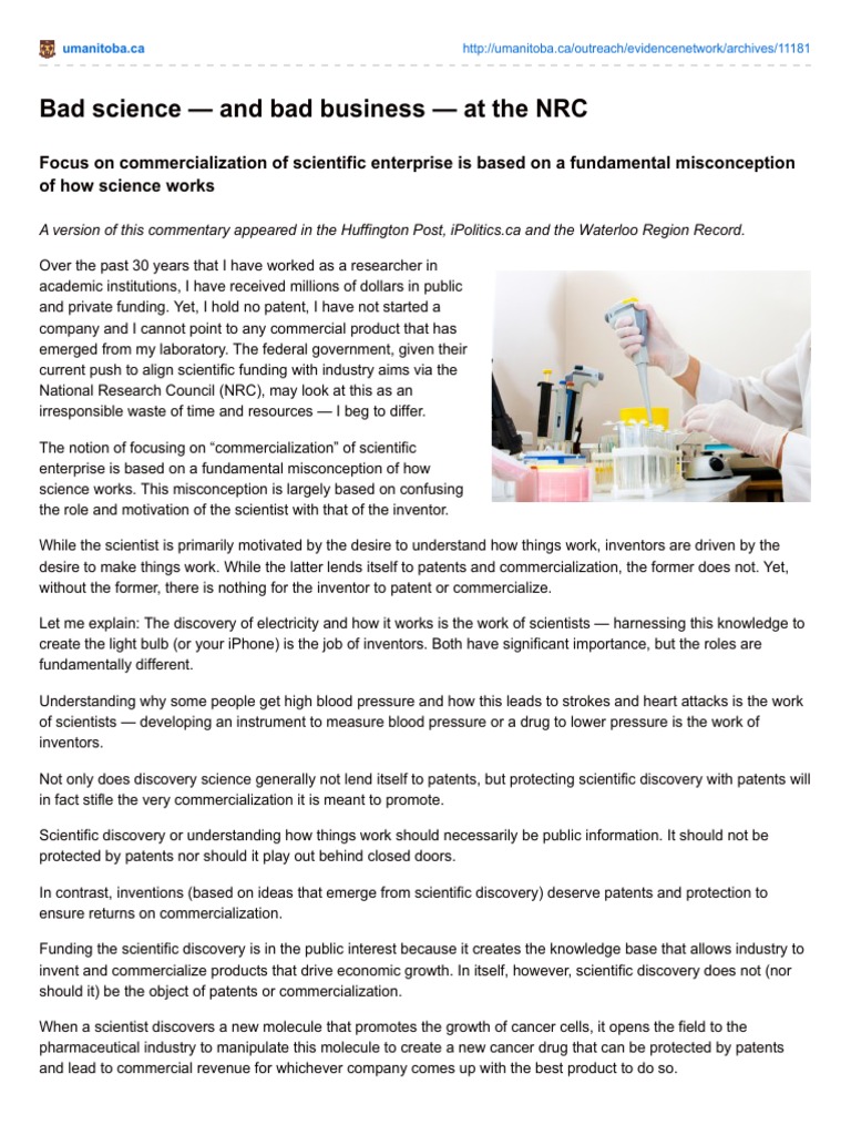 Bad Science - and Bad Business - at The NRC | PDF | Invention | Scientist