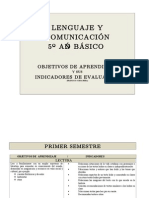 Objetivos de aprendizajes 5º lenguaje 1º y 2º semestre