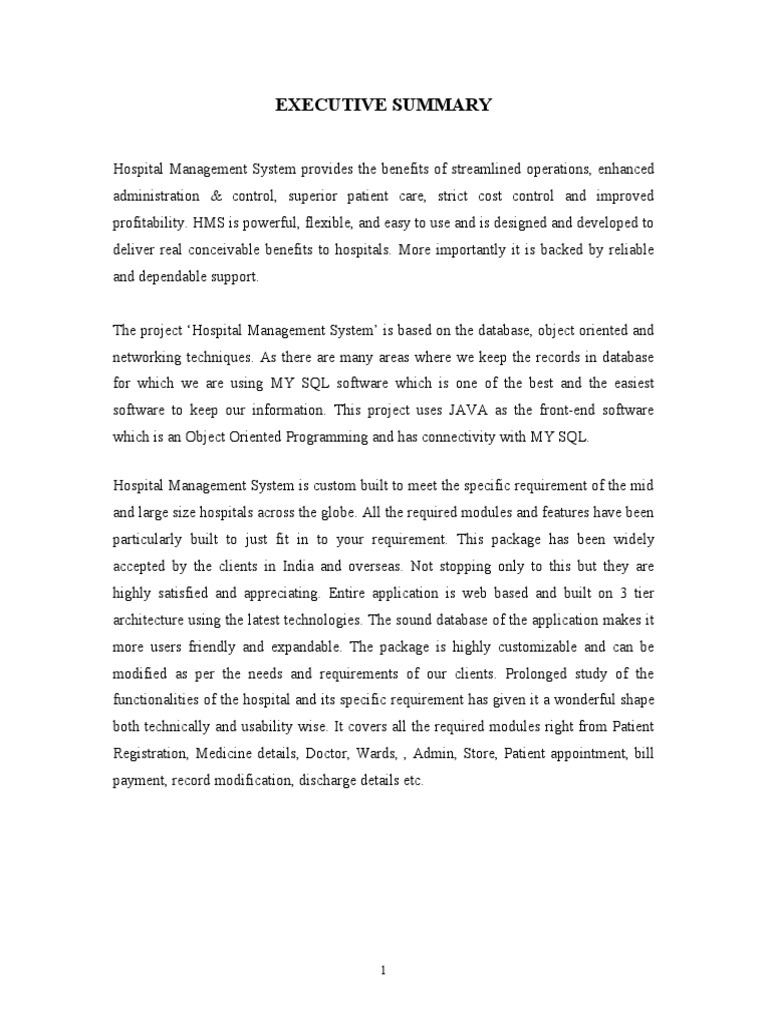 Hospital Management Project Report | PDF