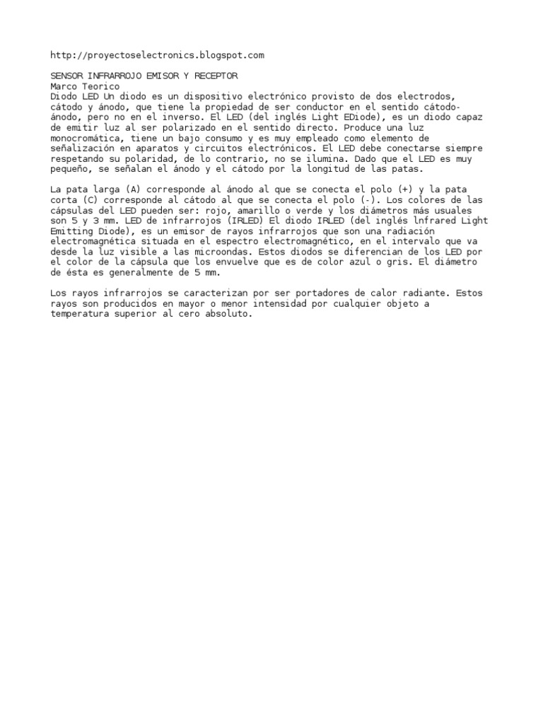 Sensor Infrarrojo Teoria y Practica | PDF | Diodo emisor de luz ...